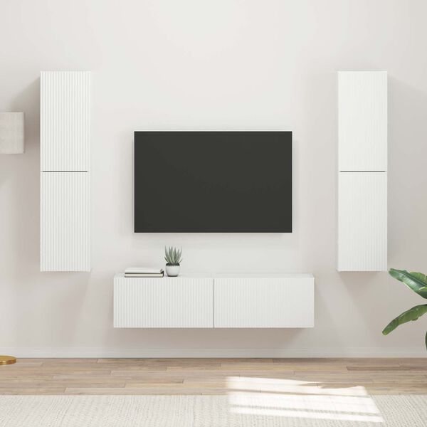 vidaXL Conjunto de m&oacute;vel de TV 6 pcs Branco Madeira processada