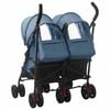vidaXL Carrinho de bebé para gémeos aço azul-marinho