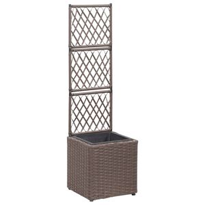 vidaXL Floreira com treli&ccedil;a e 1 vaso 30x30x107 cm vime PE castanho
