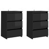 vidaXL Mesas cabeceira 2 pcs 40x35x62,5 cm contraplacado preto brilh.