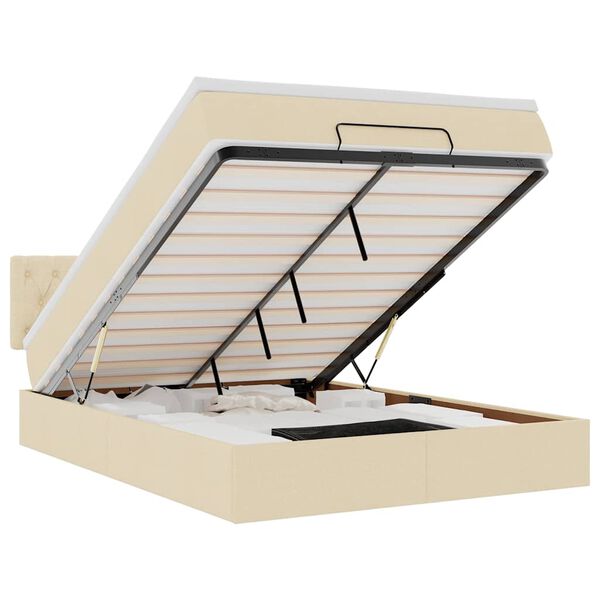 vidaXL Cama otomana com colch&atilde;o tecido creme 140x190 cm