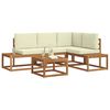 vidaXL Conjunto de Sof&aacute;s para Exterior 5 Pe&ccedil;a Natural e Creme