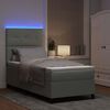 vidaXL Cama Box Spring LED Cinzento-claro 90 x 200 cm tecido