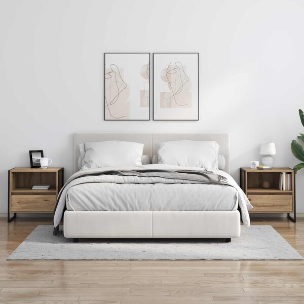 vidaXL Mesa-de-cabeceira Carvalho Artesanal 50 x 39,5 x 50 cm