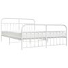 vidaXL Estrutura de cama com cabeceira e p&eacute;s 180x200 cm metal branco