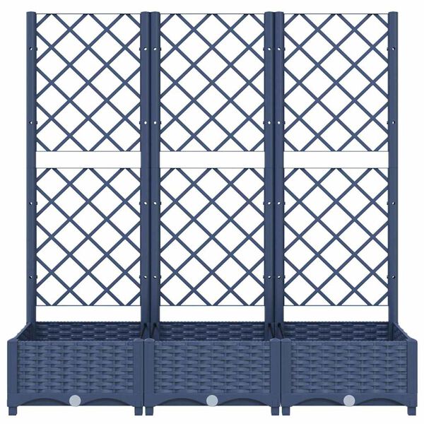 vidaXL Vaso/floreira jardim c/ treliça 120x40x121,5 cm PP cinzento azul