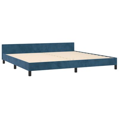 vidaXL Estrutura de cama c/ cabeceira 200x200 cm veludo azul-escuro