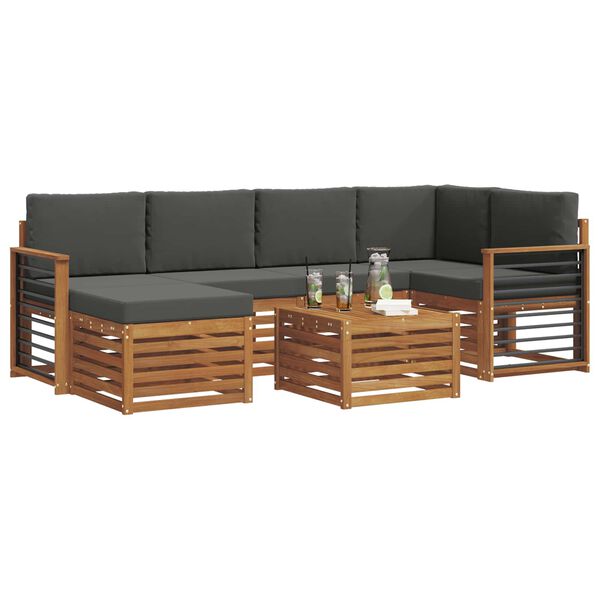 vidaXL Conjuntos de sof&aacute;s com almofada 7 pcs Natural e Antracite