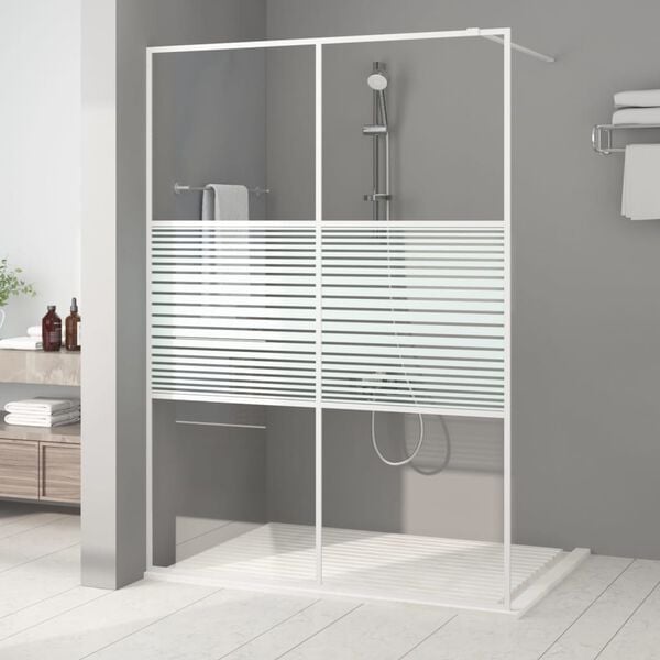 vidaXL Divis&oacute;ria de chuveiro 140x195 cm vidro transparente ESG branco