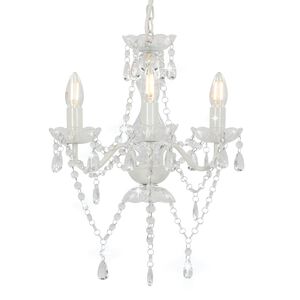 vidaXL Lustre com contas redondo 3 x E14 branco