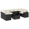 vidaXL 8 pcs conjunto sof&aacute;s de jardim com almofad&otilde;es vime PE preto