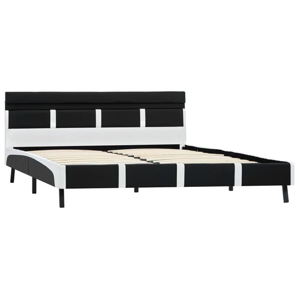 vidaXL Estrutura de cama com LED 140x200 cm couro artificial preto