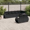 vidaXL 8 pcs conjunto sof&aacute;s de jardim com almofad&otilde;es vime PE preto