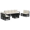 vidaXL Conjunto de Sof&aacute; de Jardim 9 unid. Preto e Branco Creme vime PE