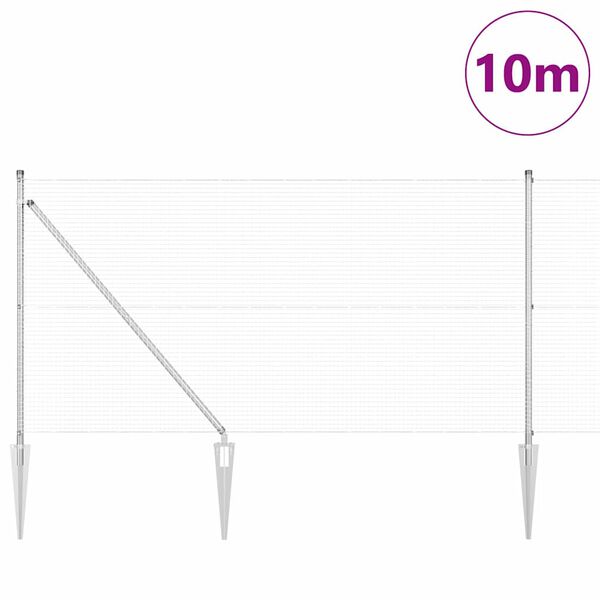 vidaXL Poste de Cerca Prateado 10 x 0,8 m (malha de 19 x 19 mm) A&ccedil;o