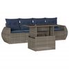 vidaXL Conjunto de sof&aacute; de jardim de 5 pe&ccedil;as com almofadas em rattan sint&eacute;tico cinza