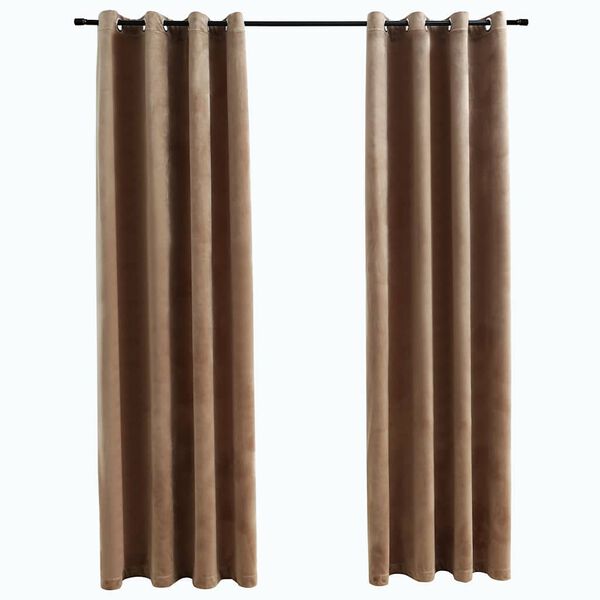 vidaXL Cortinas blackout com argolas 2 pcs 140x225 cm veludo bege