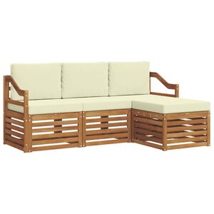vidaXL Conjunto de Sof&aacute;s para Exterior 4 pcs Natural e Creme