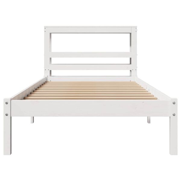 vidaXL Cama sem colch&atilde;o 75x190 cm madeira de pinho maci&ccedil;a branco