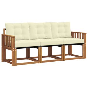vidaXL Conjunto de Sof&aacute;s para Exterior 3 pcs Natural e Creme