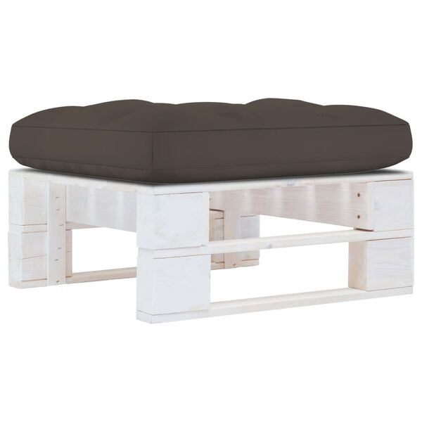 vidaXL Otomano de paletes para jardim pinho impregnado branco