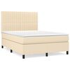 vidaXL Cama com molas/colch&atilde;o 140x200 cm tecido cor creme
