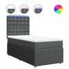 vidaXL Cama com molas/colch&atilde;o 90x200 cm tecido cinzento-escuro