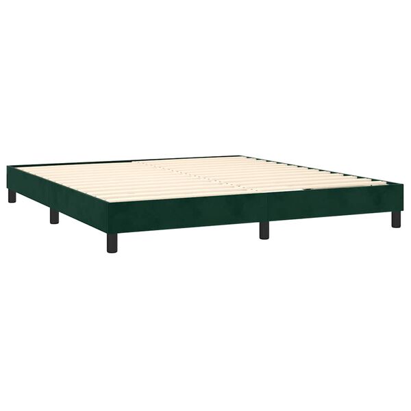 vidaXL Cama com molas/colch&atilde;o 160x200 cm veludo verde-escuro
