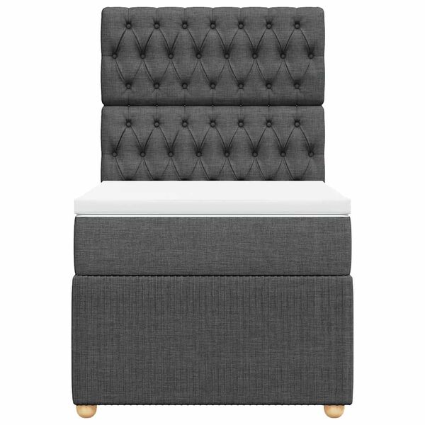 vidaXL Cama com molas/colch&atilde;o 90x190 cm tecido cinza-escuro