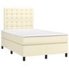 vidaXL Cama box spring c/ colch&atilde;o/LED 120x200cm couro artificial creme
