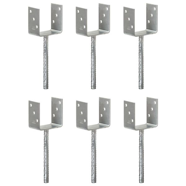 vidaXL &Acirc;ncoras de veda&ccedil;&atilde;o 6 pcs 10x6x30 cm a&ccedil;o galvanizado prateado
