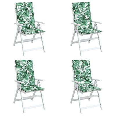 vidaXL Almofadões cadeira de encosto alto 4 pcs tecido folhas