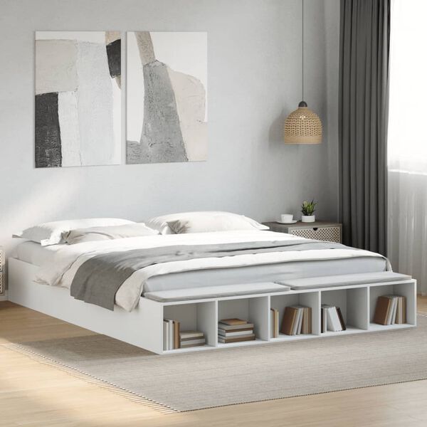 vidaXL Estrutura de cama 200x200 cm derivados de madeira branco