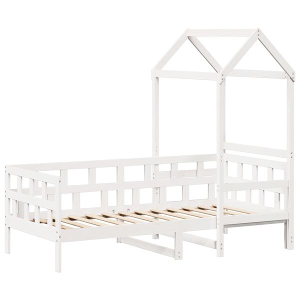 vidaXL Sofá-cama com telhado 80x200 cm madeira de pinho maciça branco