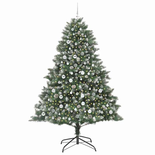 vidaXL &Aacute;rvore de Natal Artificial Verde 210 cm PVC, Pl&aacute;stico e A&ccedil;o