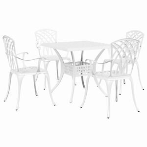 vidaXL Conjunto de Mesa de Jardim 5 pcs Branco Alum&iacute;nio Fundido