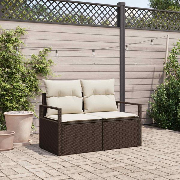 vidaXL Sof&aacute; de jardim com almofada 120 x 62 x 69 cm. vime PE