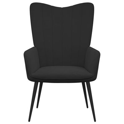 vidaXL Cadeira de descanso com banco veludo preto