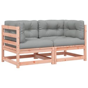 vidaXL Sof&aacute;s canto p/ jardim c/ almofad&otilde;es 2pcs madeira douglas maci&ccedil;a