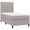 vidaXL Cama box spring c/ colch&atilde;o e LED 90x190 cm tecido cinza-claro