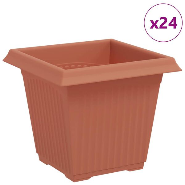 vidaXL Vaso Quadrado para Flores 24 pcs Vermelho Tijolo Pl&aacute;stico