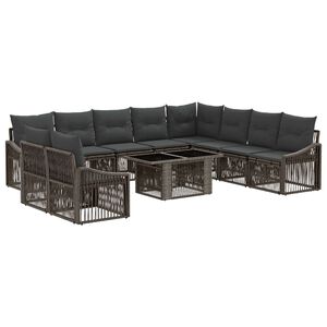vidaXL Conjunto de Sof&aacute; de Jardim 11 unid. Cinza e Cinza Escuro