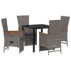 vidaXL Conjunto de Jantar para Jardim 5 pcs Cinzeto vime PE