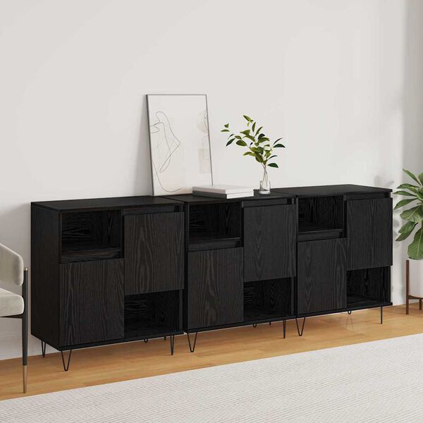 vidaXL Buffet 3 pcs Carvalho Preto 60 x 35 x 70 cm