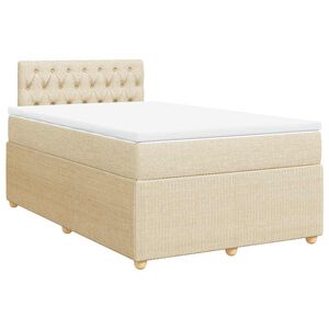 vidaXL Cama com molas/colch&atilde;o 120x200 cm tecido cor creme