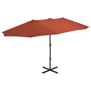 vidaXL Guarda-sol de exterior c/ poste alum&iacute;nio 460x270 cm terracota