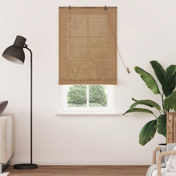 vidaXL Estores de rolo com cortinas Manual Castanho 90 x 220 cm Bambu