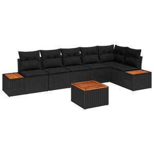 vidaXL Conjunto de Sof&aacute; de Jardim com almofada 6 pcs Preto Polirattan