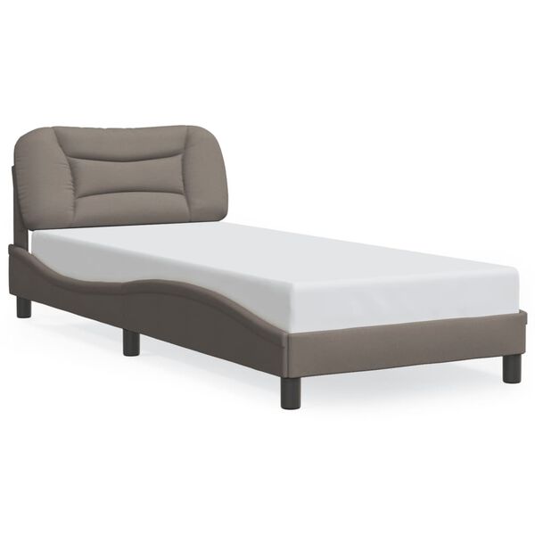 vidaXL Estrutura de cama sem colch&atilde;o Hvar 90x200 cm tecido cinza-acastanhado