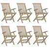 vidaXL Cadeiras de jardim dobr&aacute;veis 6 pcs 56x61x89cm teca maci&ccedil;a cinza